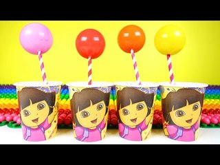 Dora Surprise Eggs and Kinder Surprise Eggs inside Dora Cup and Learn Colors