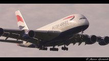 British Airways Airbus A380 landing at London Heathrow Airport