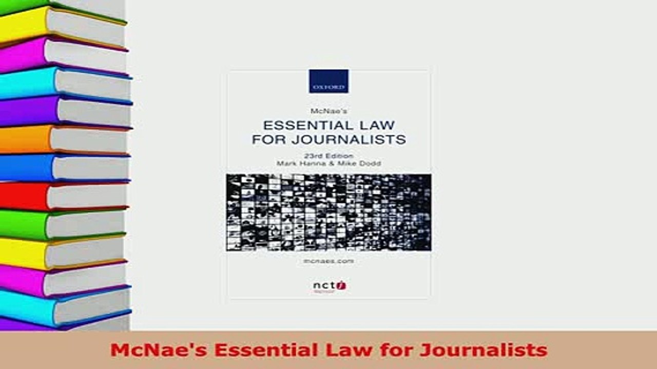 PDF  McNaes Essential Law for Journalists Free Books