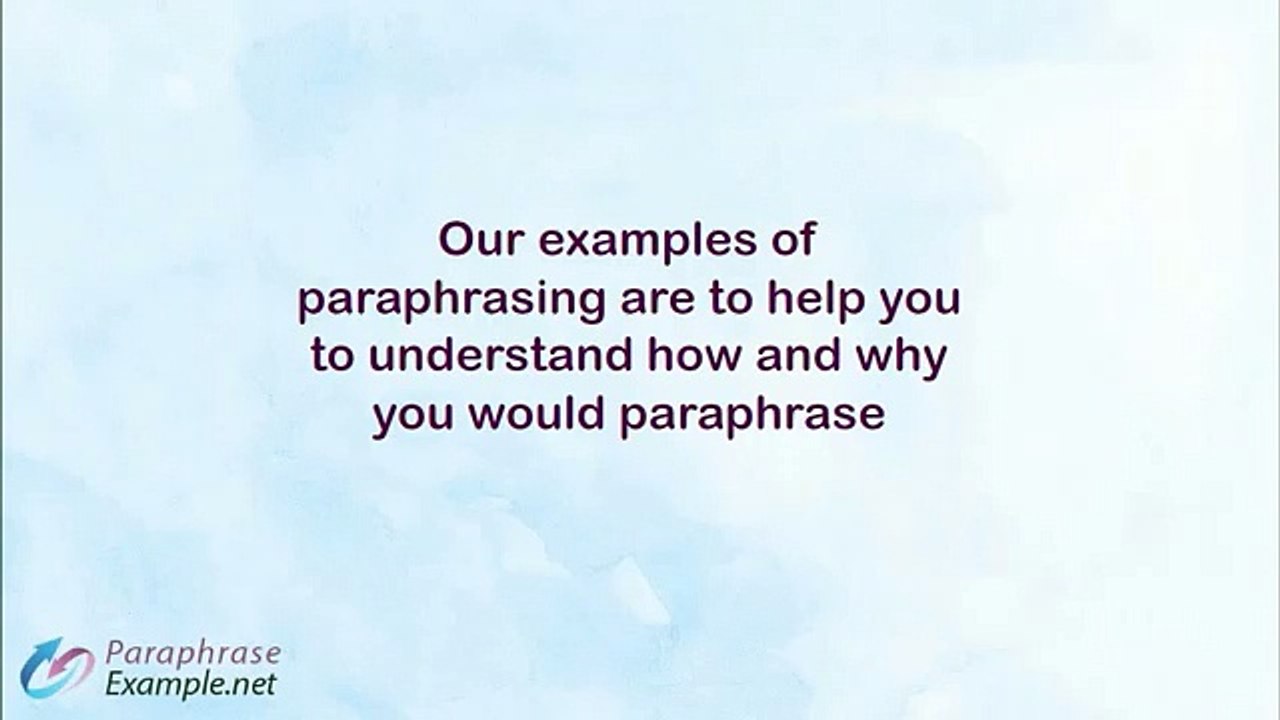 Paraphrase Example and Tips