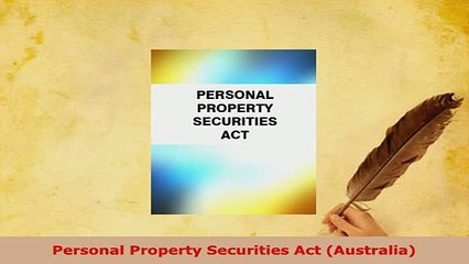 PDF  Personal Property Securities Act Australia Free Books