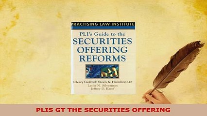 PDF  PLIS GT THE SECURITIES OFFERING Free Books