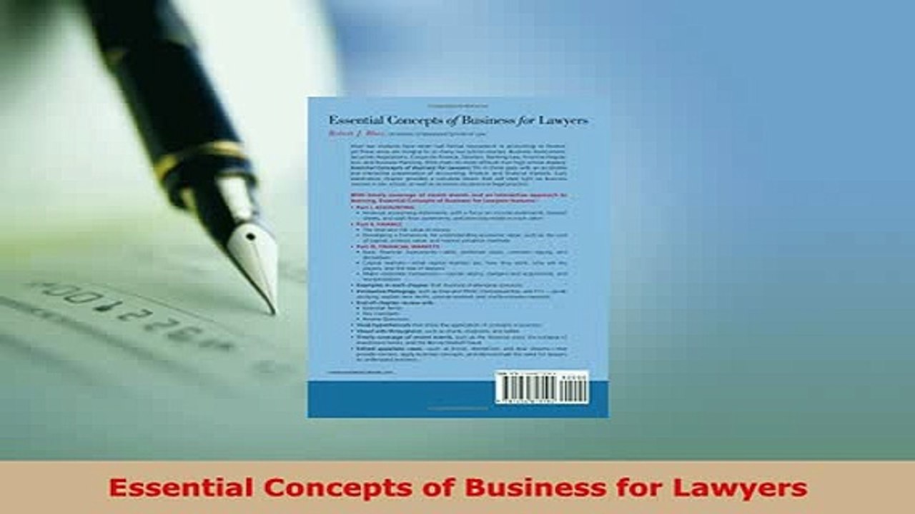 Download  Essential Concepts of Business for Lawyers  EBook