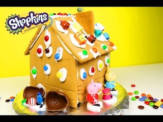 Suprise Egg Shopkins & Peppa Pig Toys Ginger Bread House!