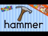 Learn to Spell the word 'Hammer' in English on Surprise Toys, Eggs, Presents at Birthday Candy Land