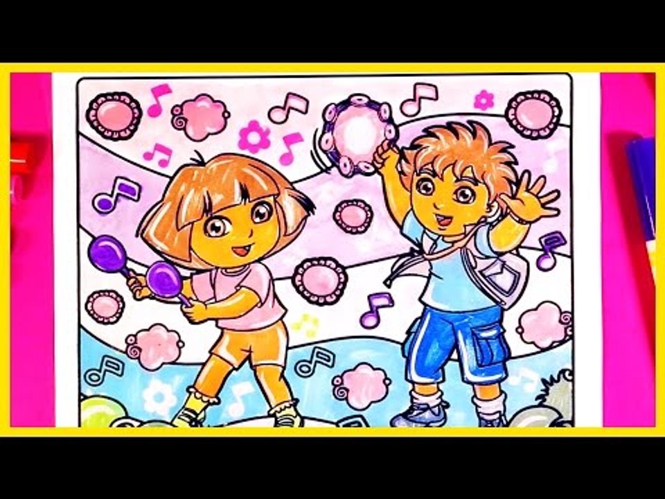Dora and Diego Dancing! Coloring Pages from Dora the Explorer Color Wonder