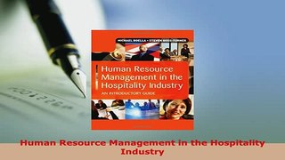 Download  Human Resource Management in the Hospitality Industry PDF Online