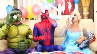 Spiderman & Frozen Elsa Birthday Party vs maleficent vs prank Fun Superhero in Real Life