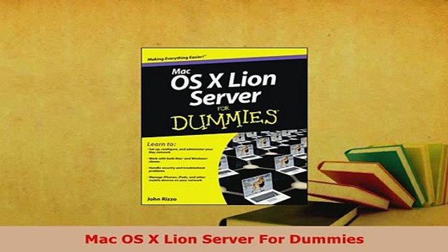 PDF Mac OS X Lion Server For Dummies Free Books