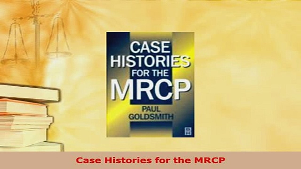 PDF  Case Histories for the MRCP Free Books
