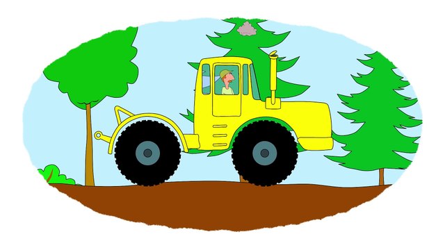 Мультик - Раскраска. Учим Цвета - Мультики про машинки - Тракторы - Часть 2