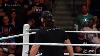 Roman Reigns Superman Punch Luke Gallows & AJ Styles