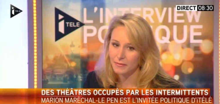 Pour Marion Maréchal-Le Pen, les intermittents «mettent à eux seuls en péril l'assurance chômage»