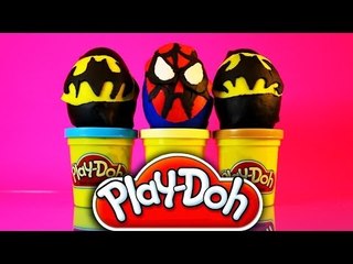 play doh surprise eggs unboxing batman spiderman batman play doh