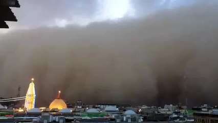 Mojza in karbala 2015 sand strom stopped  near haram
