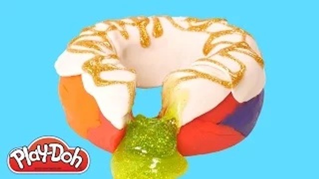 DIY Dona Arcoiris de Slime Play Doh Crema con Destellos Dorados Comidas Arcoiris Play Doh