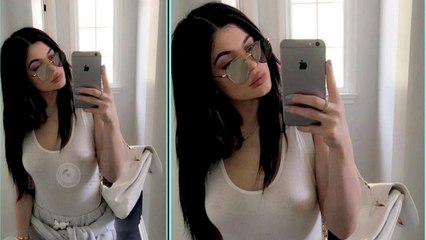 OOPS! Kylie Jenner once Again Flaunts In See Through White Tank Top.