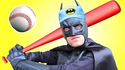 BATMAN v SPIDERMAN Baseball Challenge & Heroic Alligator Battle _ SUPERHERO Videos by DCTC