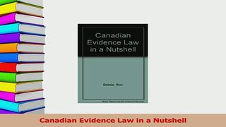 Download  Canadian Evidence Law in a Nutshell  EBook