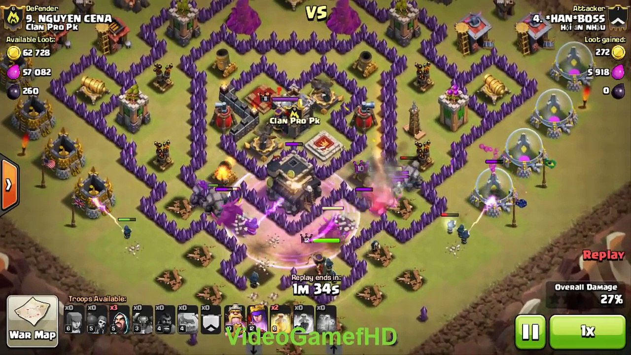 Clash Of Clans - Tổng hợp các combo war HALL 9, HALL 10 (3 sao) Viet Nam VS Viet Nam