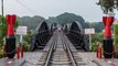 Railway of death - Bridge over the river Kwai. (Drone recording content)