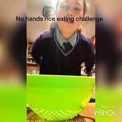 No hands rice eating challenge