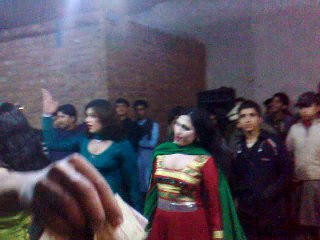 Shemales dance in hall to enjoy.