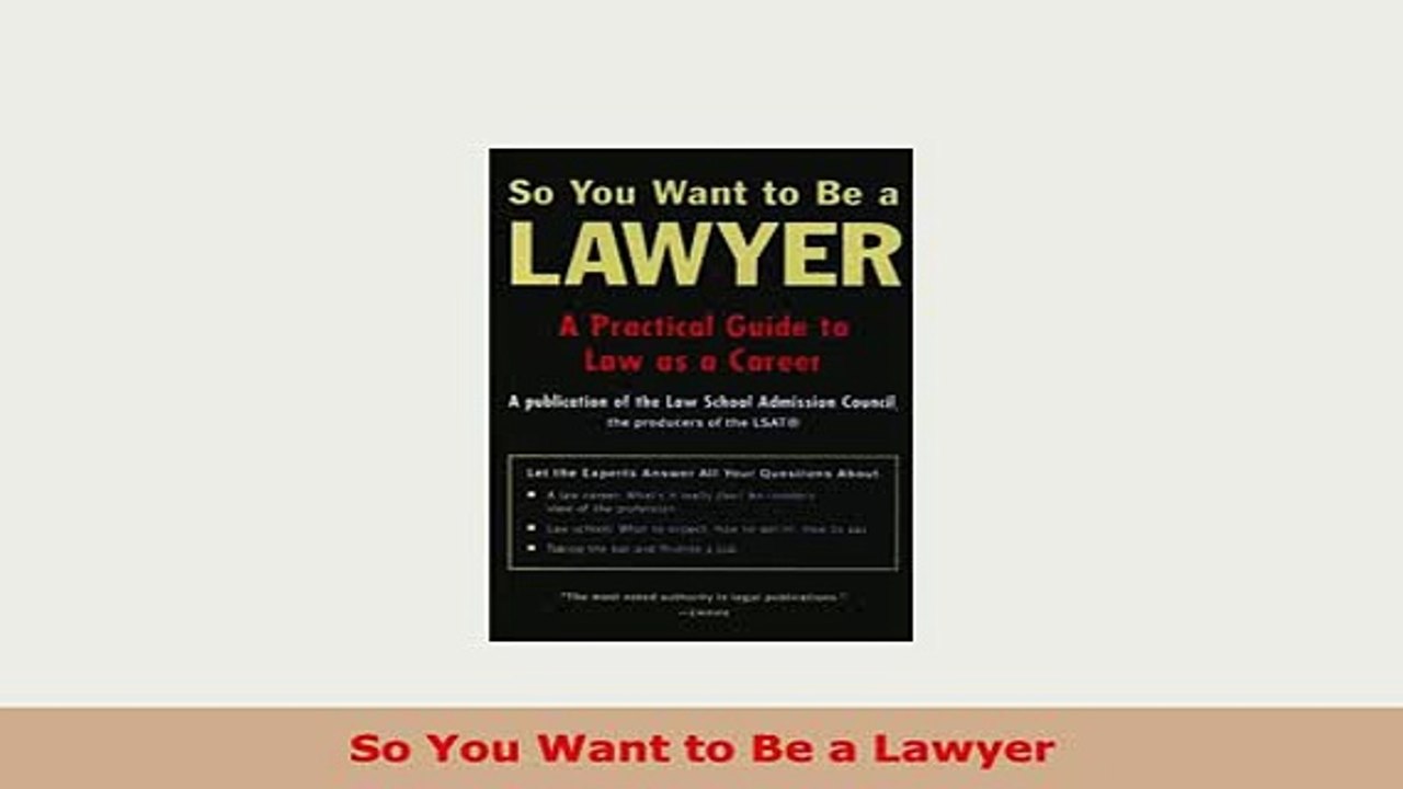 PDF  So You Want to Be a Lawyer PDF Full Ebook