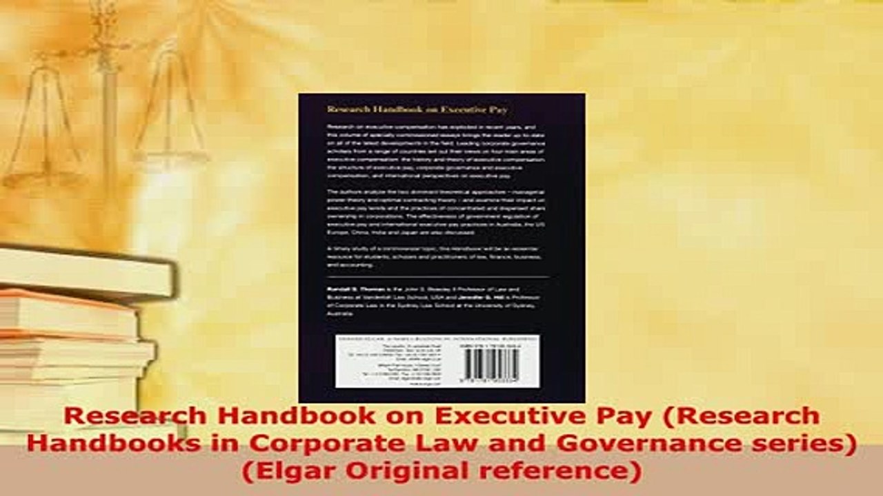 PDF  Research Handbook on Executive Pay Research Handbooks in Corporate Law and Governance Read Online
