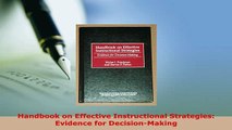 PDF  Handbook on Effective Instructional Strategies Evidence for DecisionMaking PDF Online