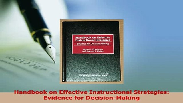 PDF Handbook on Effective Instructional Strategies Evidence for DecisionMaking PDF Online