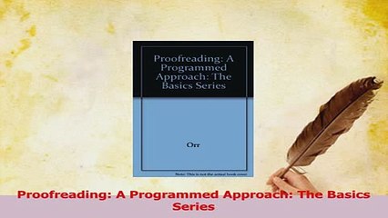 Read  Proofreading A Programmed Approach The Basics Series Ebook Free