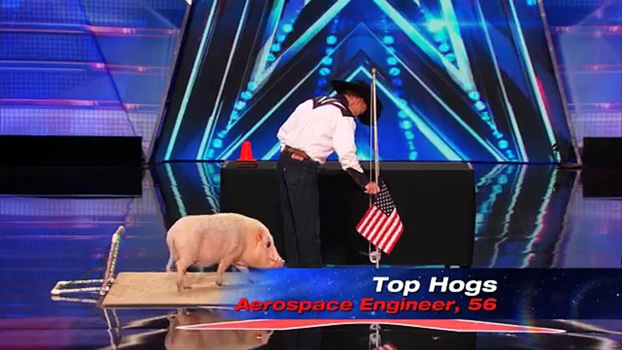 John Vincent and Mudslinger  Heidi Klum Kisses a Pig - America's Got Talent