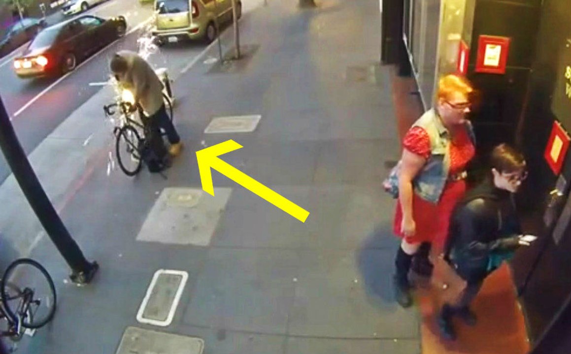 Thief Grinds Through Bike Lock and Chain In Broad Daylight