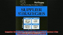 READ book  Supplier Strategies Purchasing Excellence Series The purchasing excellence series  FREE BOOOK ONLINE
