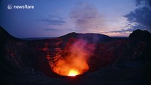 Impressive footage of a churning lava lake