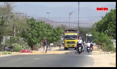 Ninh Thuận- Người dân bất chấp nguy hiểm phơi lúa ngoài đường