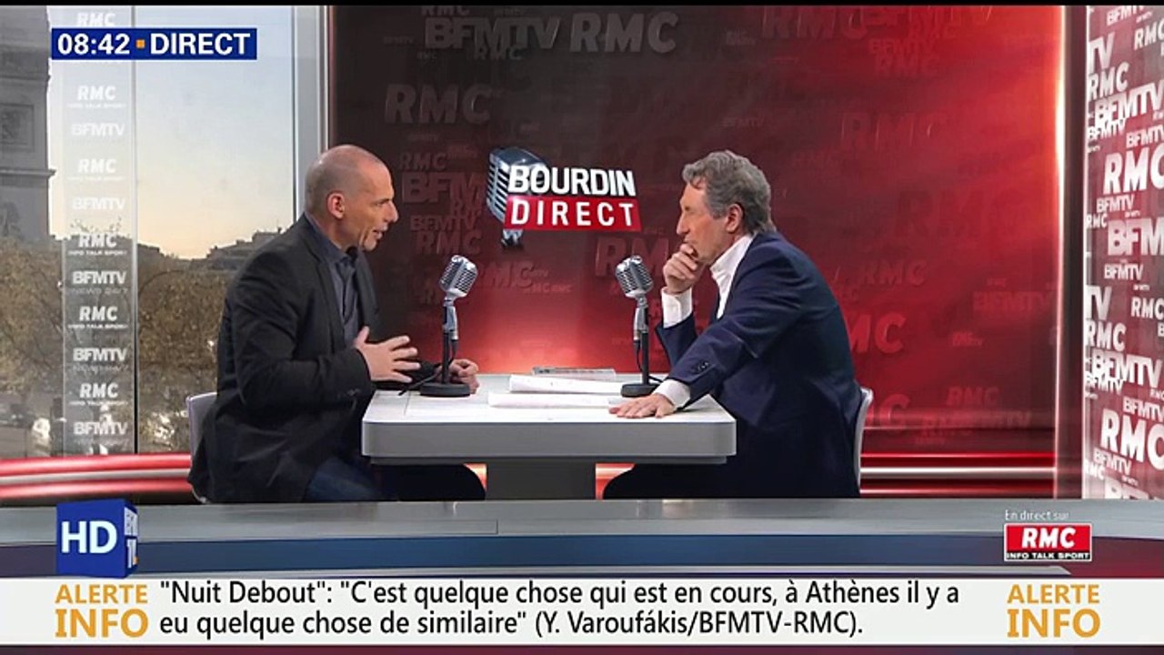 Yánis Varoufákis face à Jean-Jacques Bourdin