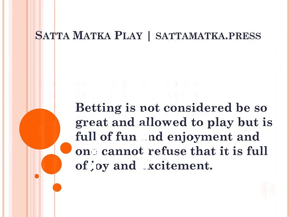 Satta Matka | Online matka | online matka play | Satta Matka online | matka tips | sattamatka.press
