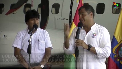 Evo Morales Delivers Humanitarian Aid to Ecuador