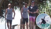 Chris Hemsworth Surfs With His Buddies in Byron Bay