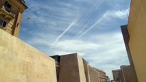 Chemtrails over the Malta Parliament in Valletta, April 15th, .2016 time 12.45