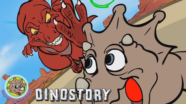 T-Rex chases Triceratops- Dinosaur Songs from Dinostory by Howdytoons