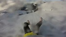 1200 meter piste slide with no skies (82Kmh) GoPro Hero