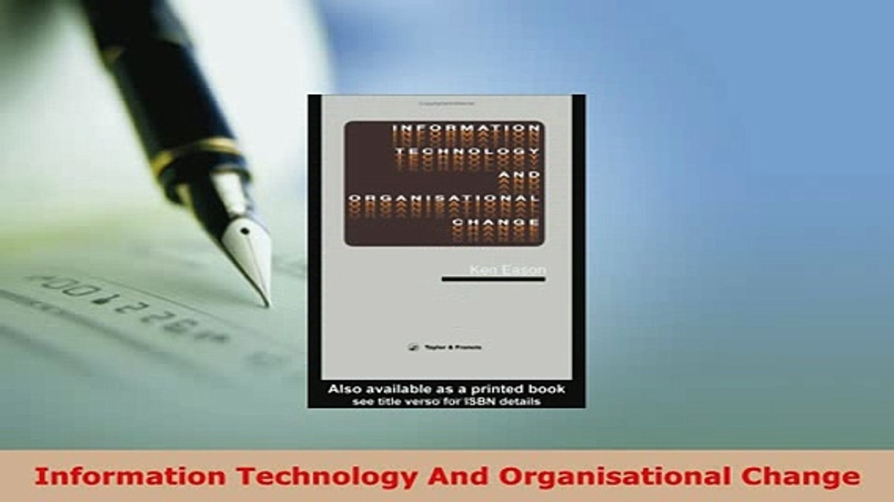 PDF  Information Technology And Organisational Change Free Books
