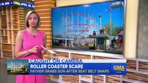 Father Saves Son After Roller Coaster Seat Belt Breaks [CAUGHT ON TAPE]