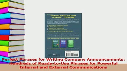 PDF  Perfect Phrases for Writing Company Announcements Hundreds of ReadytoUse Phrases for Read Full Ebook