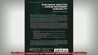 FAVORIT BOOK   Nonlinear Analysis for Human Movement Variability  FREE BOOOK ONLINE
