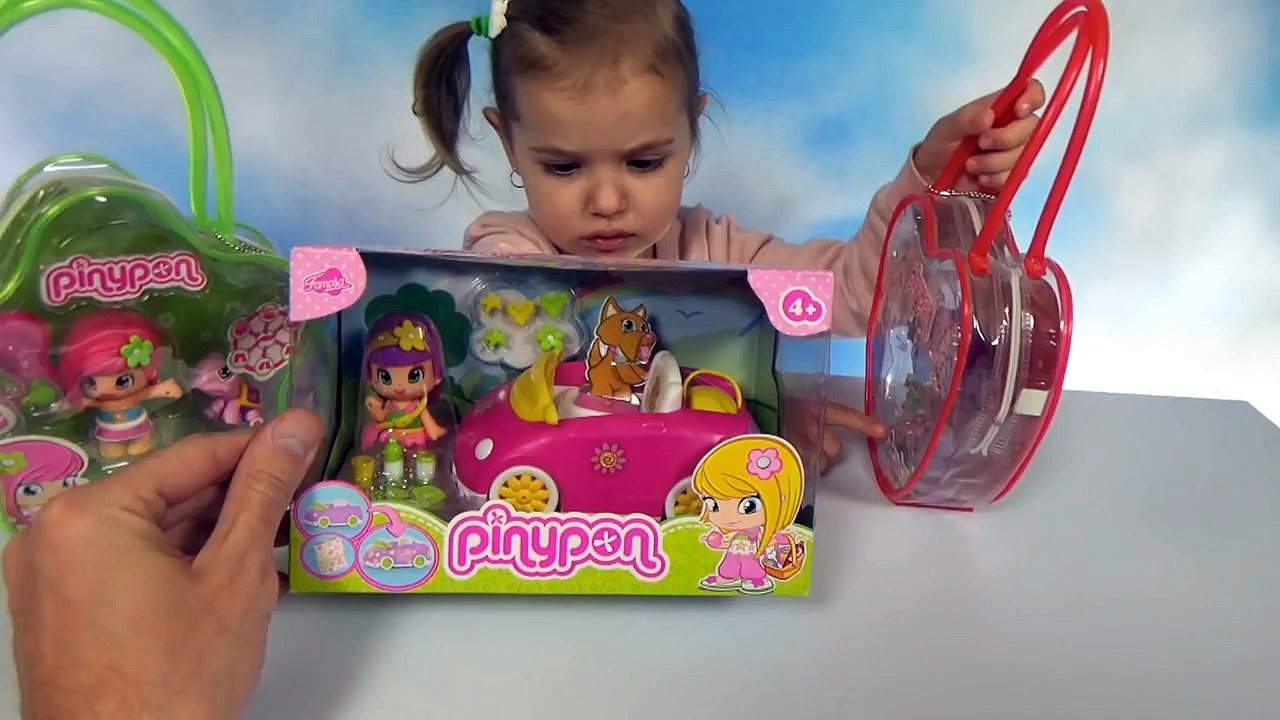 Куклы Пинипон и животные с машинкой распаковка Piny Pon dolls with car and pets unboxing toys