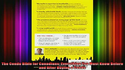 Free PDF Downlaod  The Condo Bible for Canadians Everything You Must Know Before and After Buying a Condo READ ONLINE